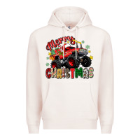Pale Pink merry christmas truck Premium Hoodie - Zillion Design Studio