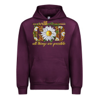 Mauve Wine With God all things are possible with daisy Urban Hoodie - texasbilliewilder