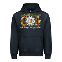 Navy With God all things are possible with daisy Urban Hoodie - texasbilliewilder