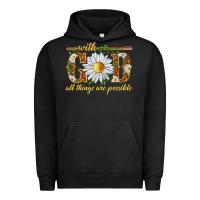 Pigment Black With God all things are possible with daisy Urban Hoodie - texasbilliewilder