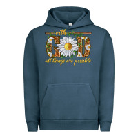 Pigment Midnight Navy With God all things are possible with daisy Urban Hoodie - texasbilliewilder