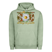 Pigment Oil Green With God all things are possible with daisy Urban Hoodie - texasbilliewilder