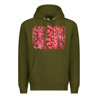 Army Green Valentine's Day Brushstrokes with Roses Premium Hoodie - RanaPortraitStore