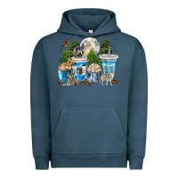 Pigment Midnight Navy Wolf coffee cups Urban Hoodie - texasbilliewilder