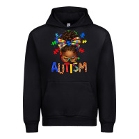 Black Autism Awareness afro messy bu Urban Hoodie - texasbilliewilder