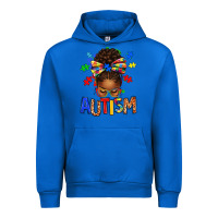 Cobalt Autism Awareness afro messy bu Urban Hoodie - texasbilliewilder