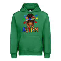 Emerald Autism Awareness afro messy bu Urban Hoodie - texasbilliewilder