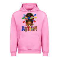 Fuchsia Pink Autism Awareness afro messy bu Urban Hoodie - texasbilliewilder