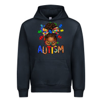 Navy Autism Awareness afro messy bu Urban Hoodie - texasbilliewilder