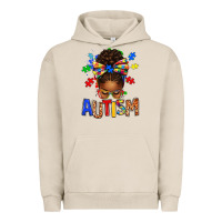 Pigment French Oak Autism Awareness afro messy bu Urban Hoodie - texasbilliewilder