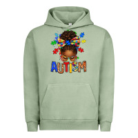 Pigment Oil Green Autism Awareness afro messy bu Urban Hoodie - texasbilliewilder