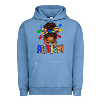 Pigment Pebble Blue Autism Awareness afro messy bu Urban Hoodie - texasbilliewilder