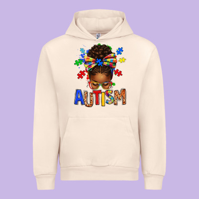 Autism Awareness Afro Messy Bu Urban Hoodie Designed By Texasbilliewilder