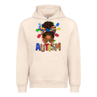 Sandshell Autism Awareness afro messy bu Urban Hoodie - texasbilliewilder