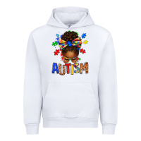 White Autism Awareness afro messy bu Urban Hoodie - texasbilliewilder