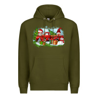 Army Green Christmas gnomes truck Premium Hoodie - Zillion Design Studio