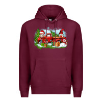 Burgundy Christmas gnomes truck Premium Hoodie - Zillion Design Studio