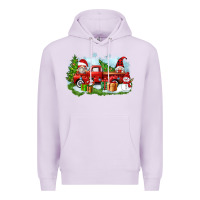 Lilac Christmas gnomes truck Premium Hoodie - Zillion Design Studio