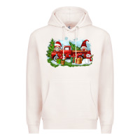 Pale Pink Christmas gnomes truck Premium Hoodie - Zillion Design Studio