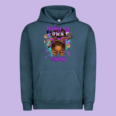 Minding My Own Business Afro Messy Bun Urban Hoodie Designed By Texasbilliewilder