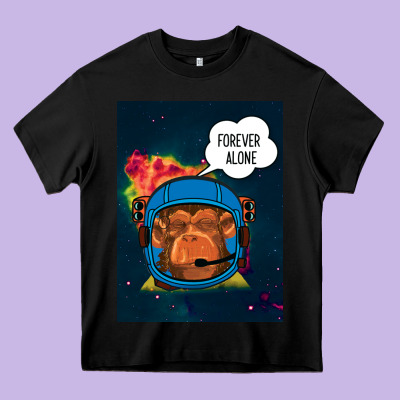 Forever Alone, Monkey, Space, Monkey At Space, Heavy Core Tee Designed By Bettercallsaul