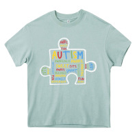 Arona Autism Puzzle Piece Words Autistic Heavy Core Tee - CowhideDigitalArt