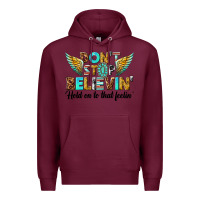 Burgundy dont stop believing Premium Hoodie - texasbilliewilder