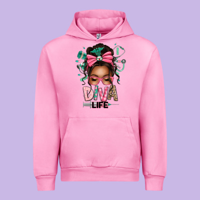 Afro Messy Bun Diva Life Urban Hoodie Designed By Texasbilliewilder