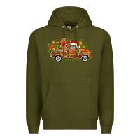 Army Green christmas gingerbread truck Premium Hoodie - Zillion Design Studio
