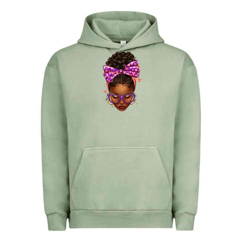 Sorority Colors Purple Carol Afro Messy Bun Woman Urban Hoodie by texasbilliewilder | Teevron
