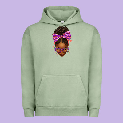 Sorority Colors Purple Carol Afro Messy Bun Woman Urban Hoodie Designed By Texasbilliewilder