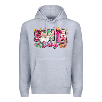 Heather Grey pink santa baby christmas Premium Hoodie - Zillion Design Studio