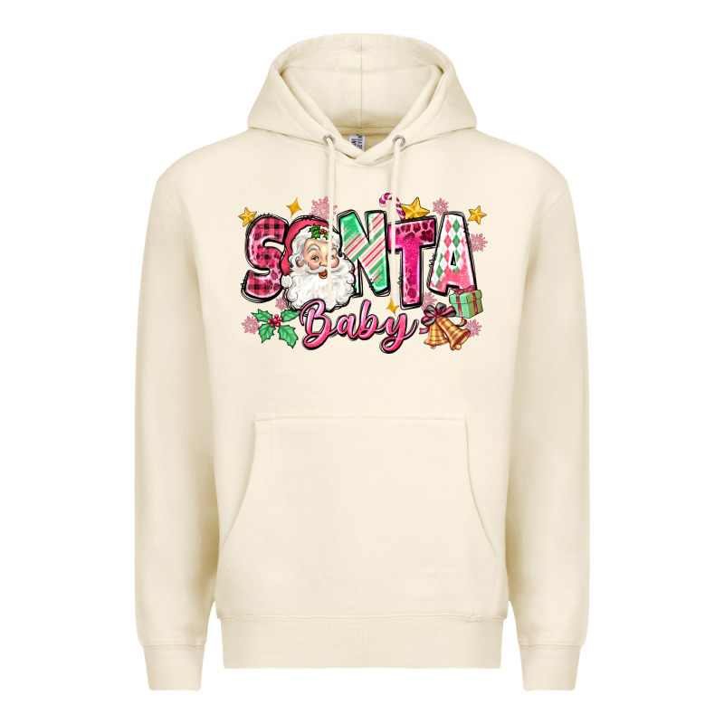 Pink Santa Baby Christmas Premium Hoodie by Zillion Design Studio | Teevron