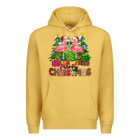 Antique Gold merry christmas flamingo Premium Hoodie - Zillion Design Studio