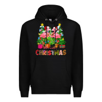 Black merry christmas flamingo Premium Hoodie - Zillion Design Studio