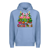 Colony Blue merry christmas flamingo Premium Hoodie - Zillion Design Studio