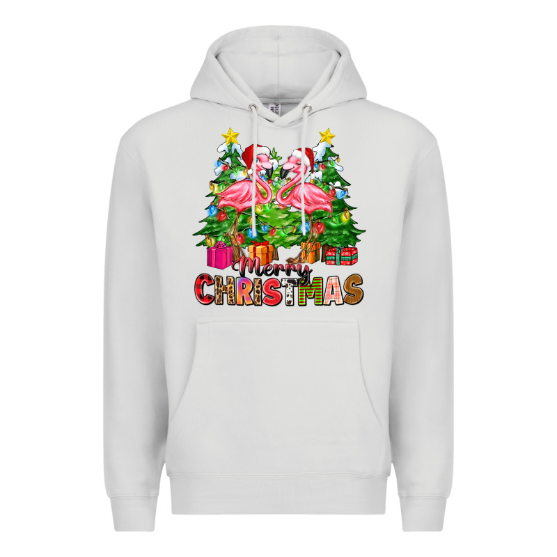Merry Christmas Flamingo Premium Hoodie by Zillion Design Studio | Teevron