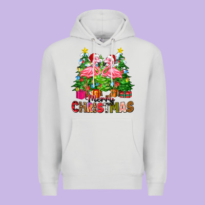Merry Christmas Flamingo Premium Hoodie Designed By Zillion Design Studio