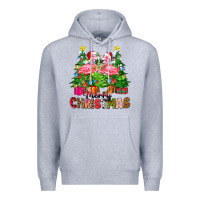 Heather Grey merry christmas flamingo Premium Hoodie - Zillion Design Studio