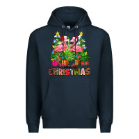 Navy merry christmas flamingo Premium Hoodie - Zillion Design Studio