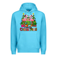 Ocean Blue merry christmas flamingo Premium Hoodie - Zillion Design Studio