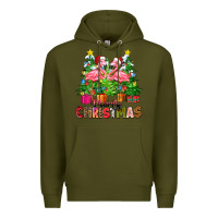 Army Green merry christmas flamingo Premium Hoodie - Zillion Design Studio