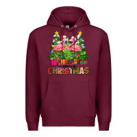 Burgundy merry christmas flamingo Premium Hoodie - Zillion Design Studio