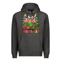 Charcoal Heather merry christmas flamingo Premium Hoodie - Zillion Design Studio