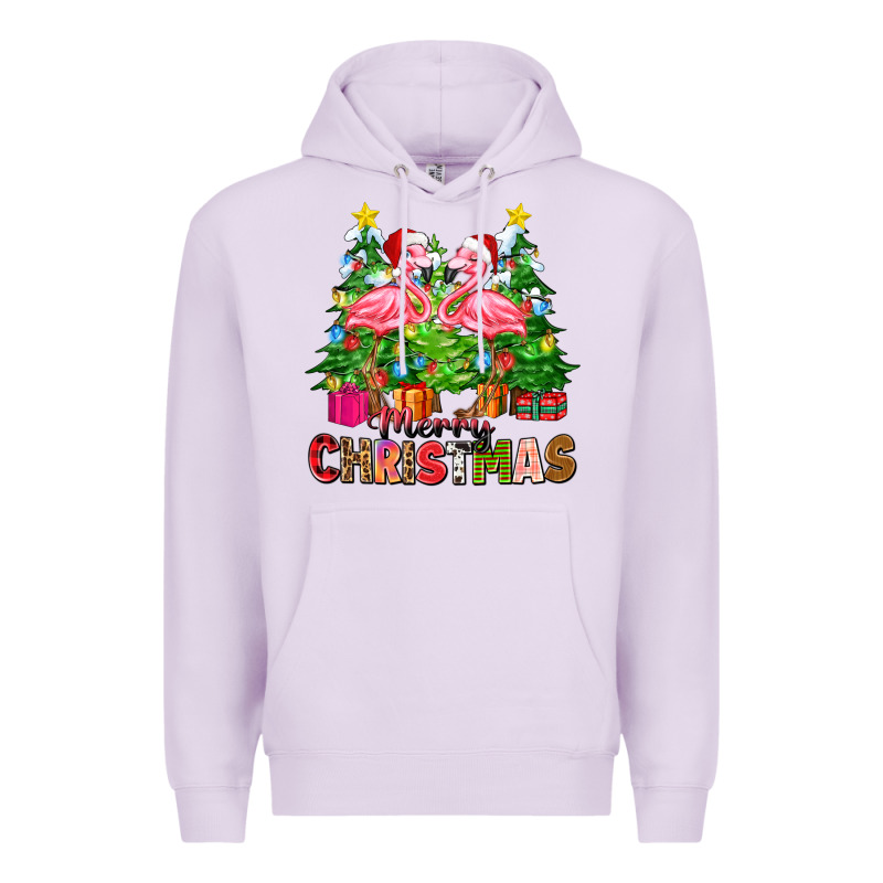 Merry Christmas Flamingo Premium Hoodie by Zillion Design Studio | Teevron