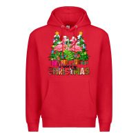 Red merry christmas flamingo Premium Hoodie - Zillion Design Studio