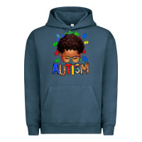 Pigment Midnight Navy autism afro kid Urban Hoodie - texasbilliewilder