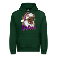 Forest Green believe purple and gold african american santa Urban Hoodie - RanaPortraitStore