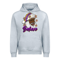 Heather Grey believe purple and gold african american santa Urban Hoodie - RanaPortraitStore