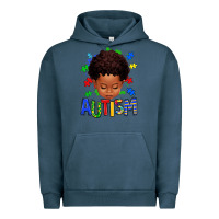 Pigment Midnight Navy autism afro kid full face Urban Hoodie - texasbilliewilder